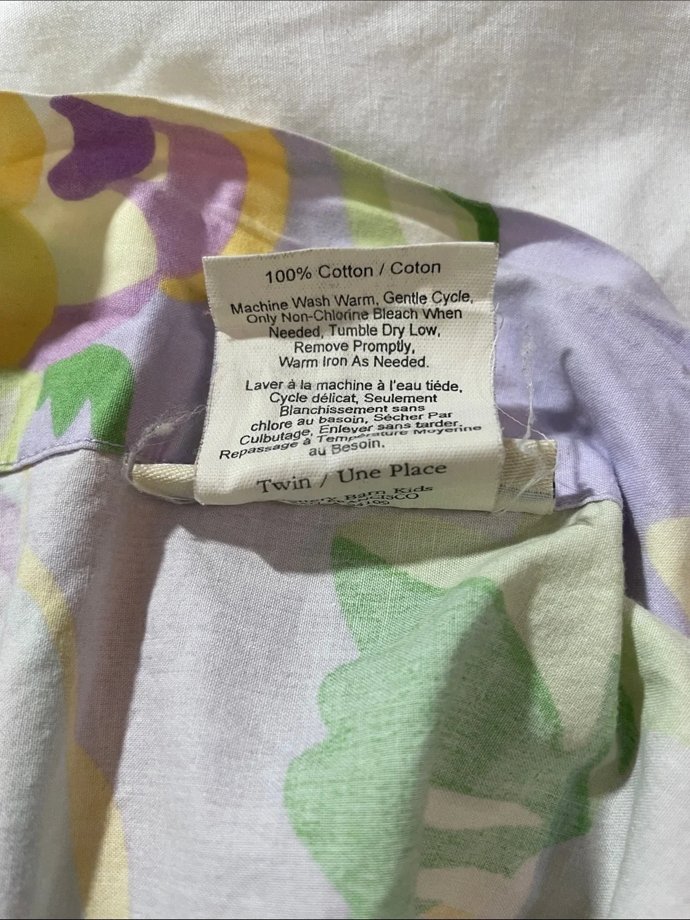 Pottery Barn Kids Lavender Floral 100%Cotton Duvet with Yellow and Green Accents